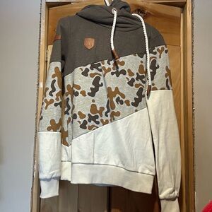 Wanakome Women's Camouflage Hoodie - Brown and Cream